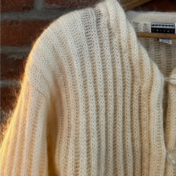 Vintage Mohair Cozy Cream Knit Cardigan - Picture 2 of 7